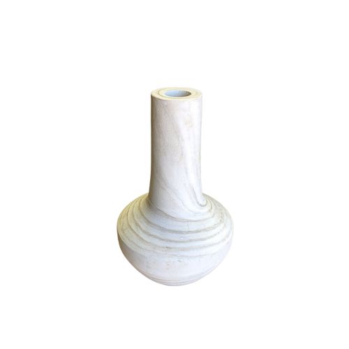 Base Wooden Vase L - White