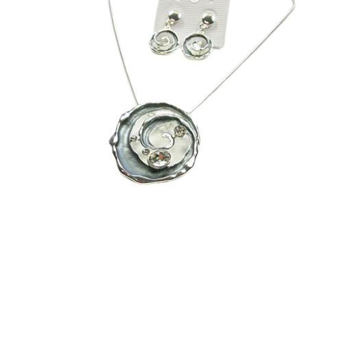 Necklace &amp; Earring Set - Swirl Design 7396