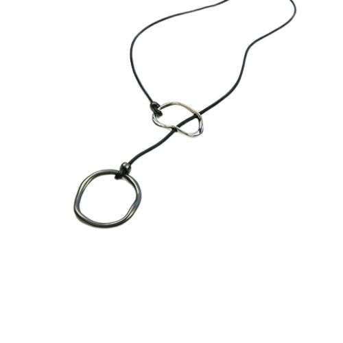 Long Necklace - 2-Tone Circles 6903