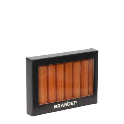 Box of 8 Small Dinner Candles, Colour: Orange