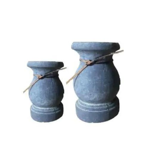 Brynxz Candle Holder Leather, Colour: Grey, Size: Small