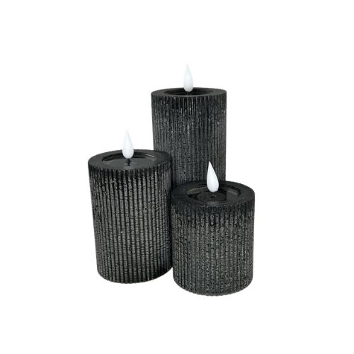 LED pillar Candle - Black Set/2