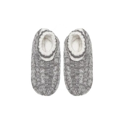 Cable Stripe Bootie - Grey