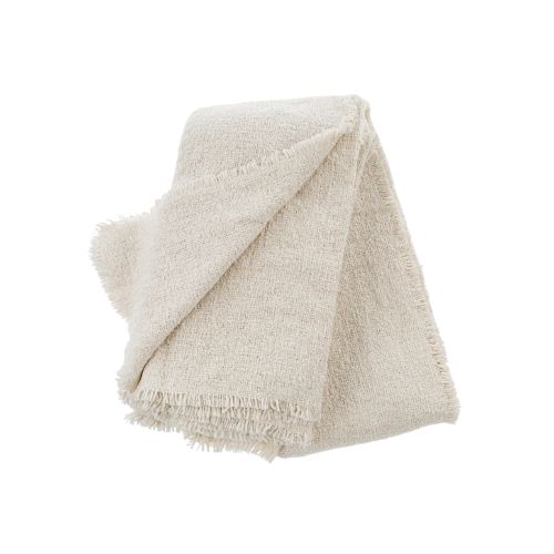 Fringed Boucle Bed Blanket - Off White