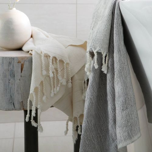 Striped Bamboo Towel - Cream