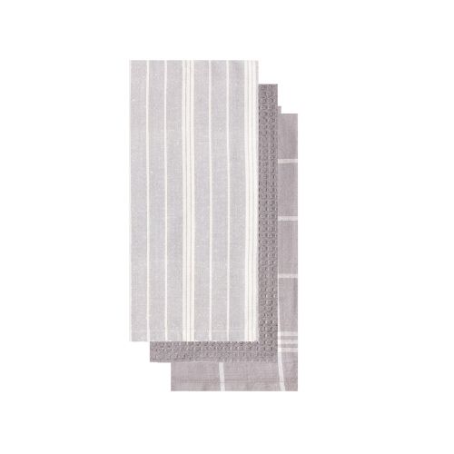 S/3 Stonewash Stripe Towels - Grey