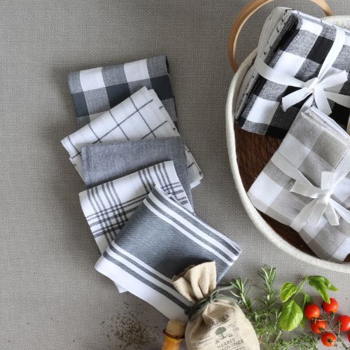 S/5 Multi Stripe Tea Towels - Black