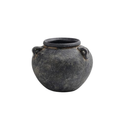 Black Terracotta Vase with Handles