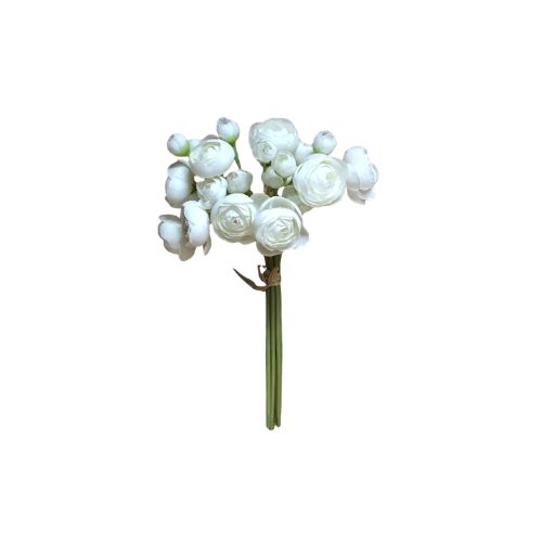 11" Ranunculus Bundle, Colour: White