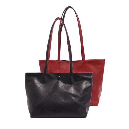 Brooke Reversible Tote, Colour: Black + Merlot