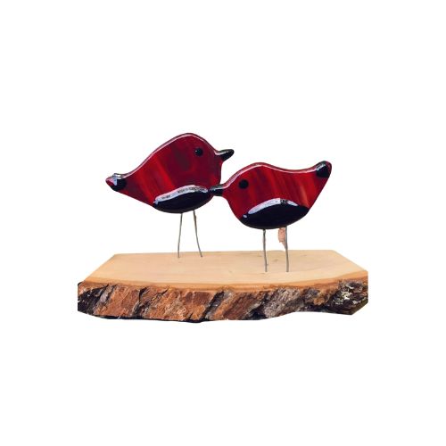 Handmade Glass Birds, Colour: Red + Black