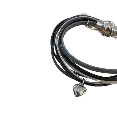 Multiple Leather Bracelet - Heart