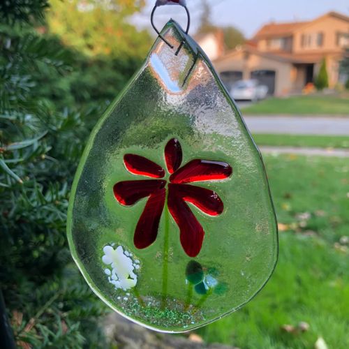 Teardrop Sun Catcher, Style: Red Flower