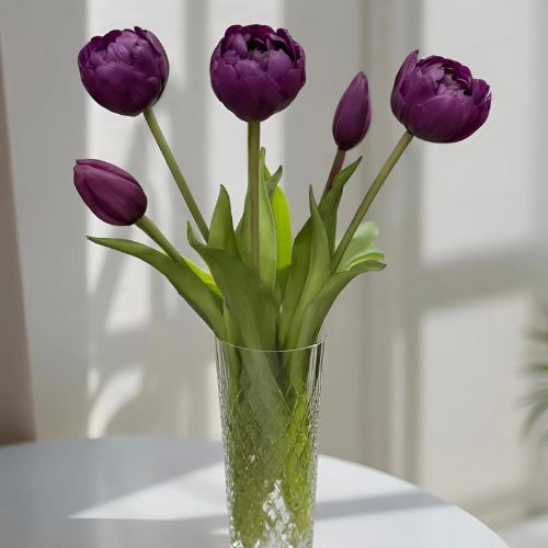 15" Peony Tulips - Purple
