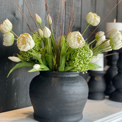 15" Peony Tulips - White