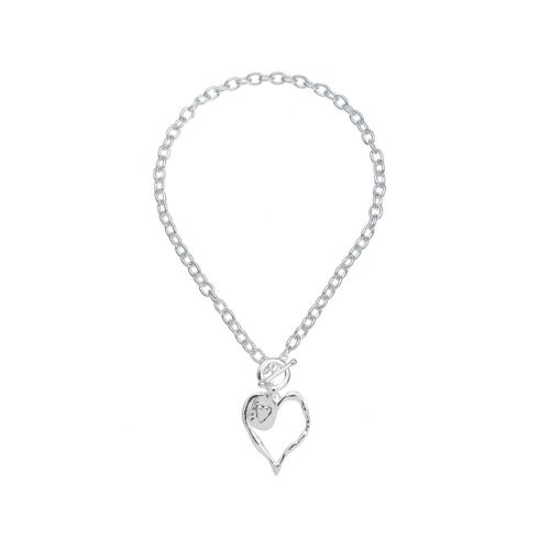 Hollow Heart Chain - Burnished Silver