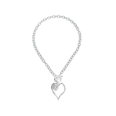 Hollow Heart Chain - Burnished Silver