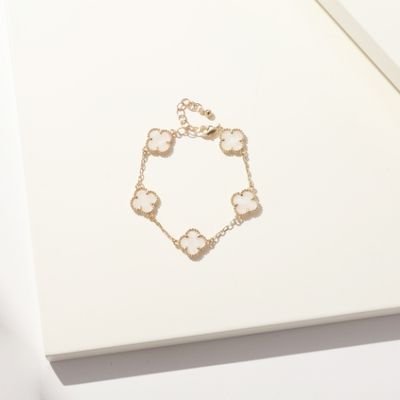 Clover Bracelet - Gold + White