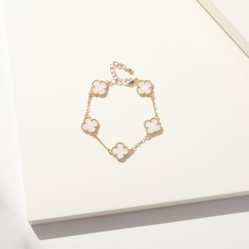 Clover Bracelet - Gold + White