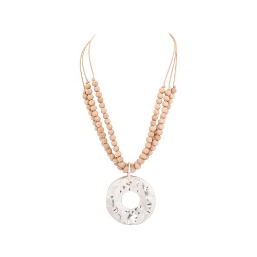 Matte Silver Necklace - Beige