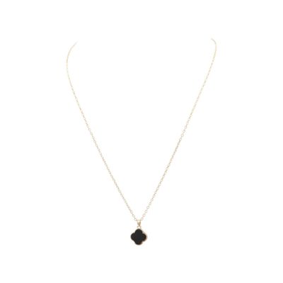 Single Necklace - Black &amp; White Clover