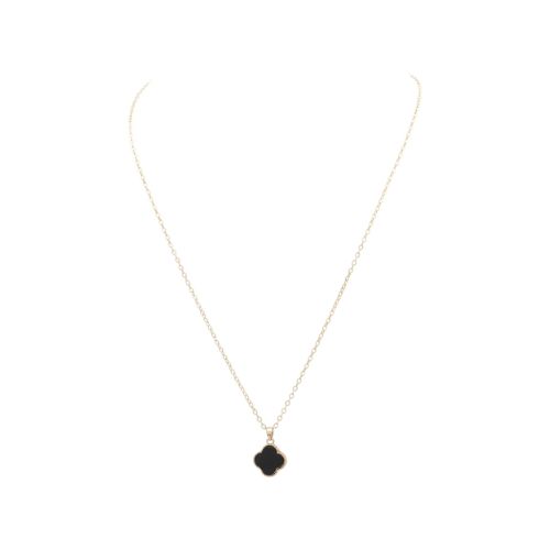 Single Necklace - Black &amp; White Clover