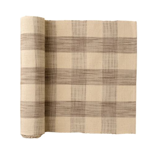 108" Gingham Table Runner - Stone