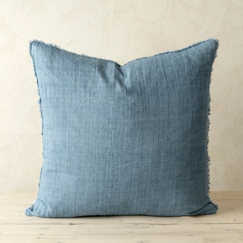 24X24 Lina Linen Pillow - Arctic Blue