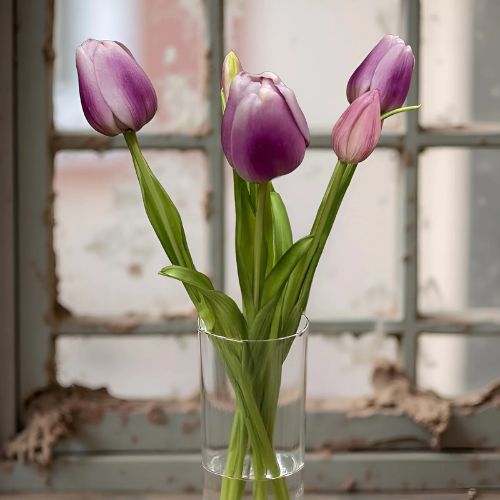 18" Tulip Bundle - Lavender White