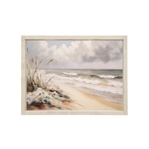 12x9" Vintage Seaside Painting - Aged farmhouse