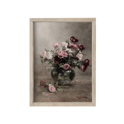 7x8.5" Vintage Flower Painting
