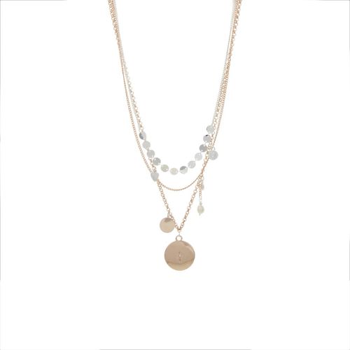 Silver Chain Necklace - Rose Gold, White Pearl