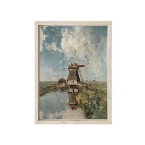 7x8.5" Vintage Dutch Windmill Painting