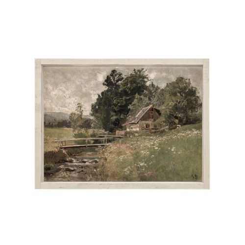 12x9" Vintage Creek House Painting