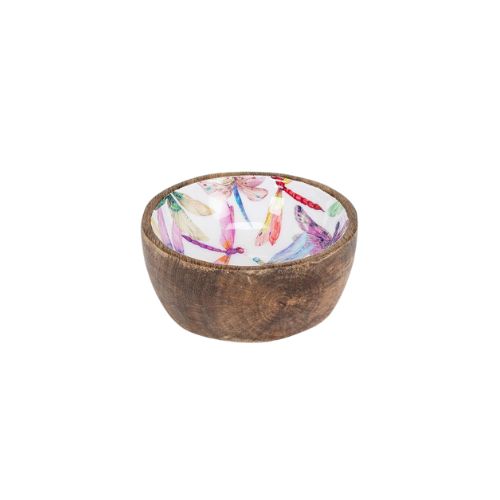 Small Wooden Bowl - Dragonflies