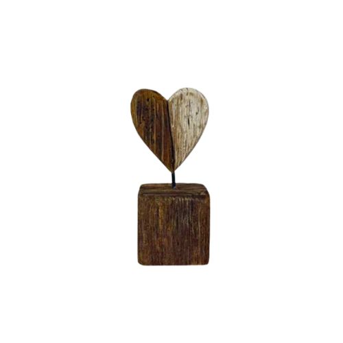 Wooden Heart on Base