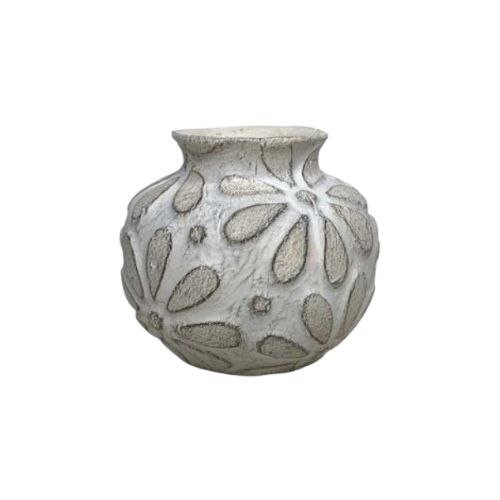 Embossed Blooms Ceramic Vase