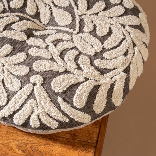 Wildflower Round Pillow, Charcoal