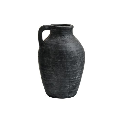 Textured Terracotta Vase - Black