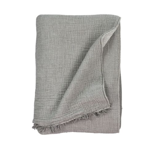 Fleece-Lined Crinkle Throw - Charcoal/Grey