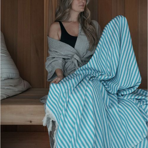 Striped Blanket - Aqua