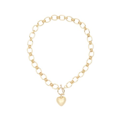 Puffy Heart Necklace - Gold