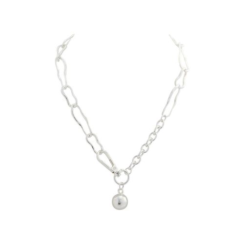 Silver Ball Drop Link Necklace
