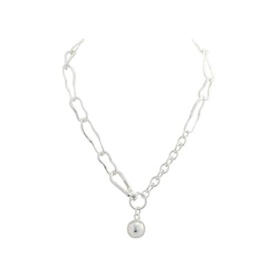 Silver Ball Drop Link Necklace