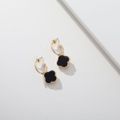 Clover Earrings - Black + White