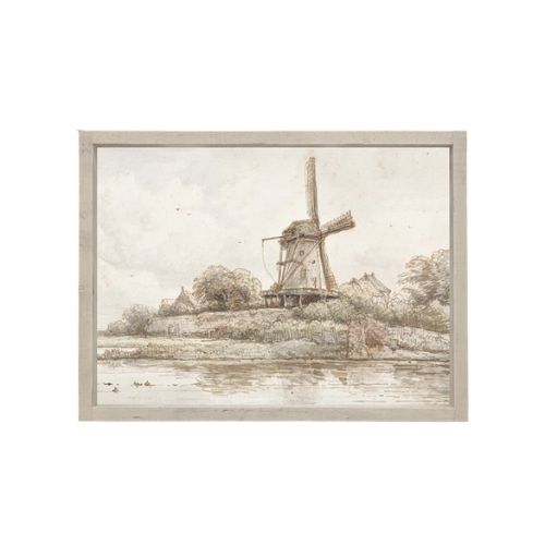 8.5x7" Vintage Windmill Painting