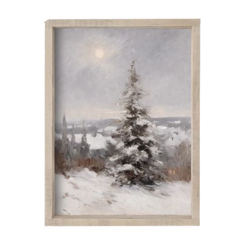 13x19" Snowy Christmas Tree Painting