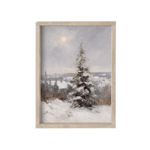 7x8.5" Snowy Christmas Tree Painting