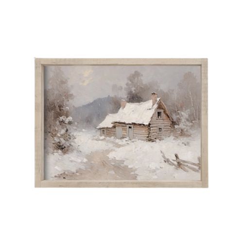 8.5x7" Winter Cottage Painting