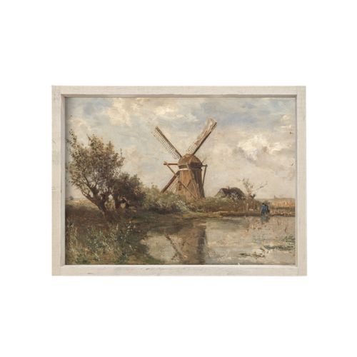 8.5x7" Vintage Dutch Windmill Painting